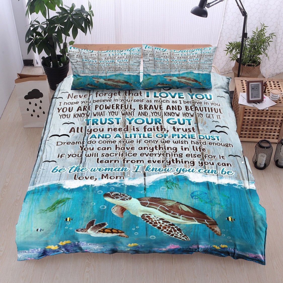 Turtle To My Daughter Love Mom Bedding Set