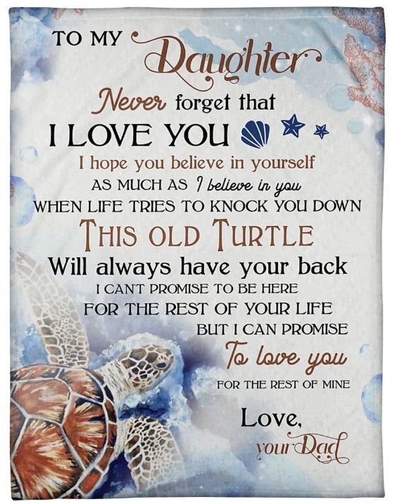 Turtle To My Daughter Never Forget That I Love You Sherpa Fleece Blanket