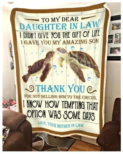 Turtle To My Dear Daughter In Law Sherpa Fleece Blanket