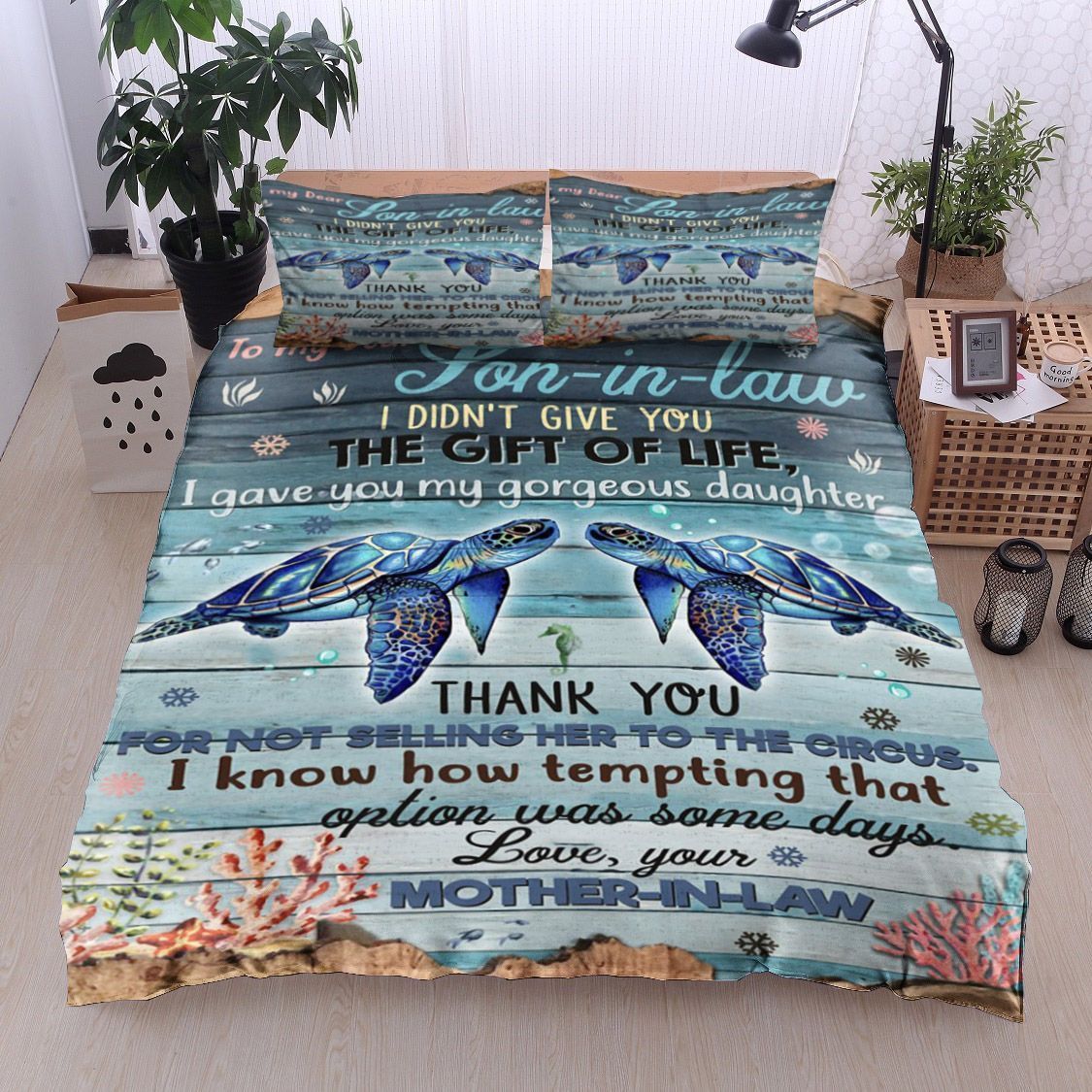 Turtle To My Dear Son In Law Love Your Mother In Law Bedding Set