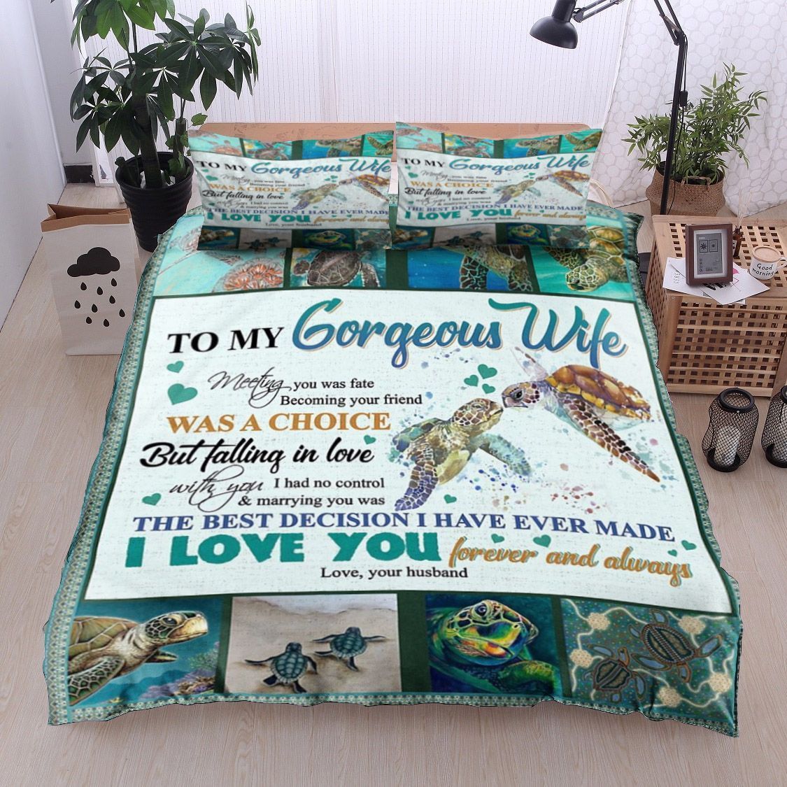 Turtle To My Gorgeous Wife Bedding Set