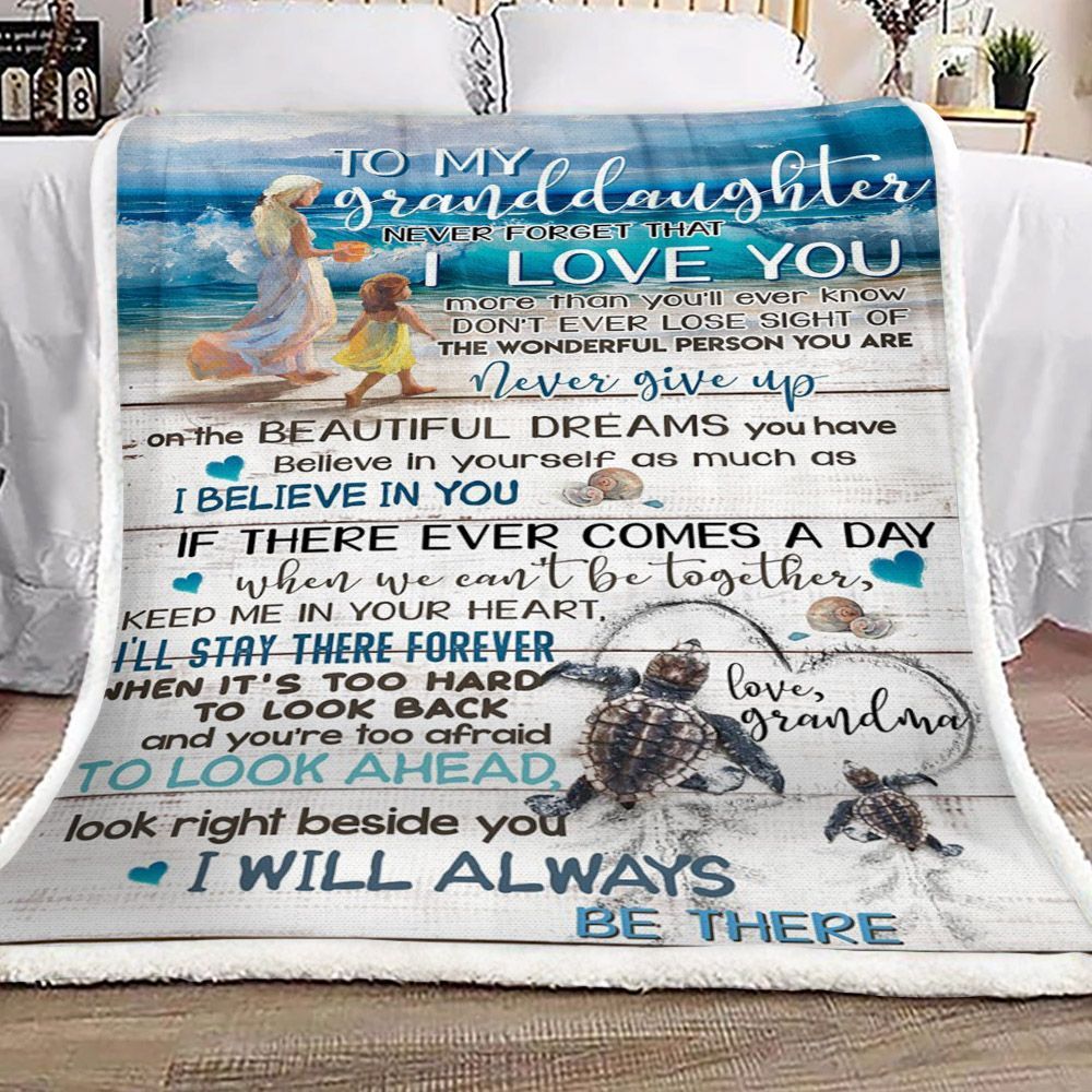Turtle To My Granddaughter Love Your Grandma Sherpa Fleece Blanket