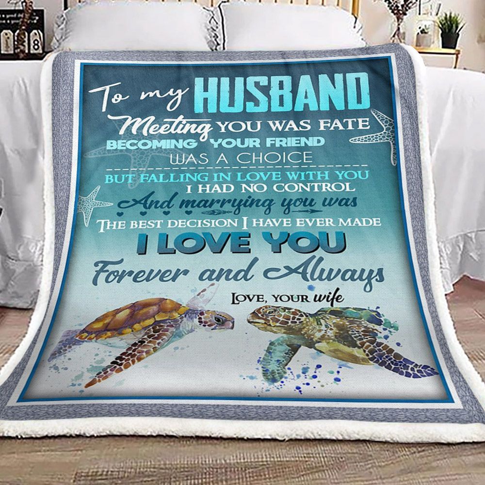 Turtle To My Husband Sherpa Fleece Blanket