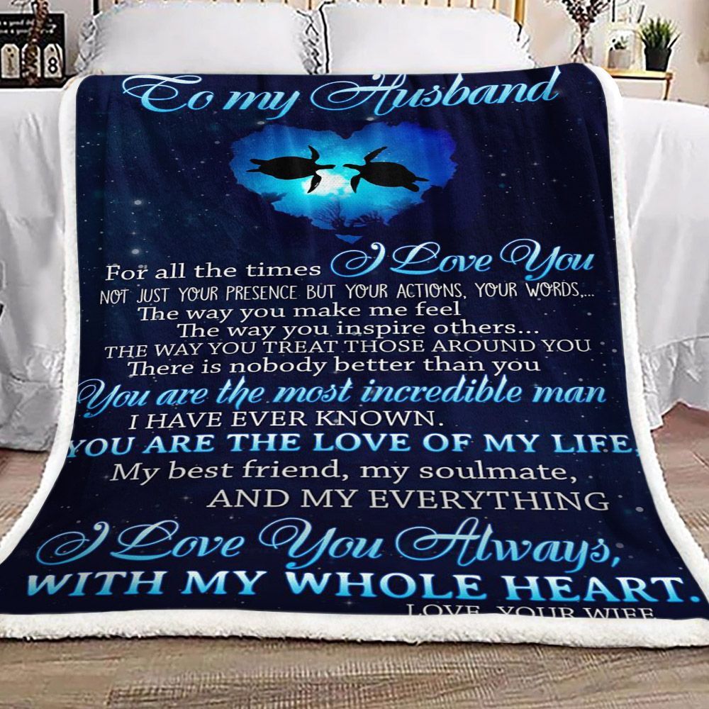 Turtle To My Husband Sherpa Fleece Blanket