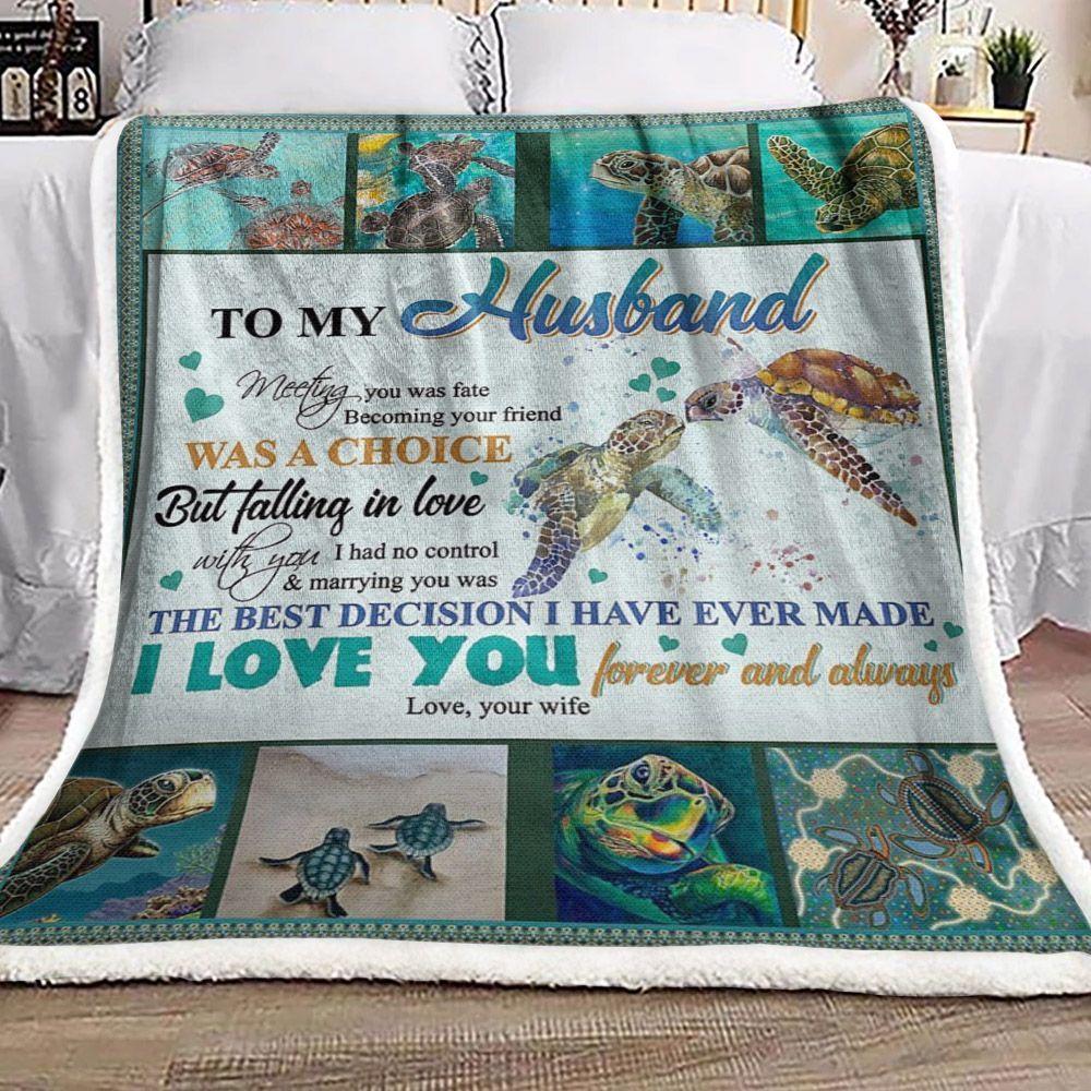 Turtle To My Husband Sherpa Fleece Blanket