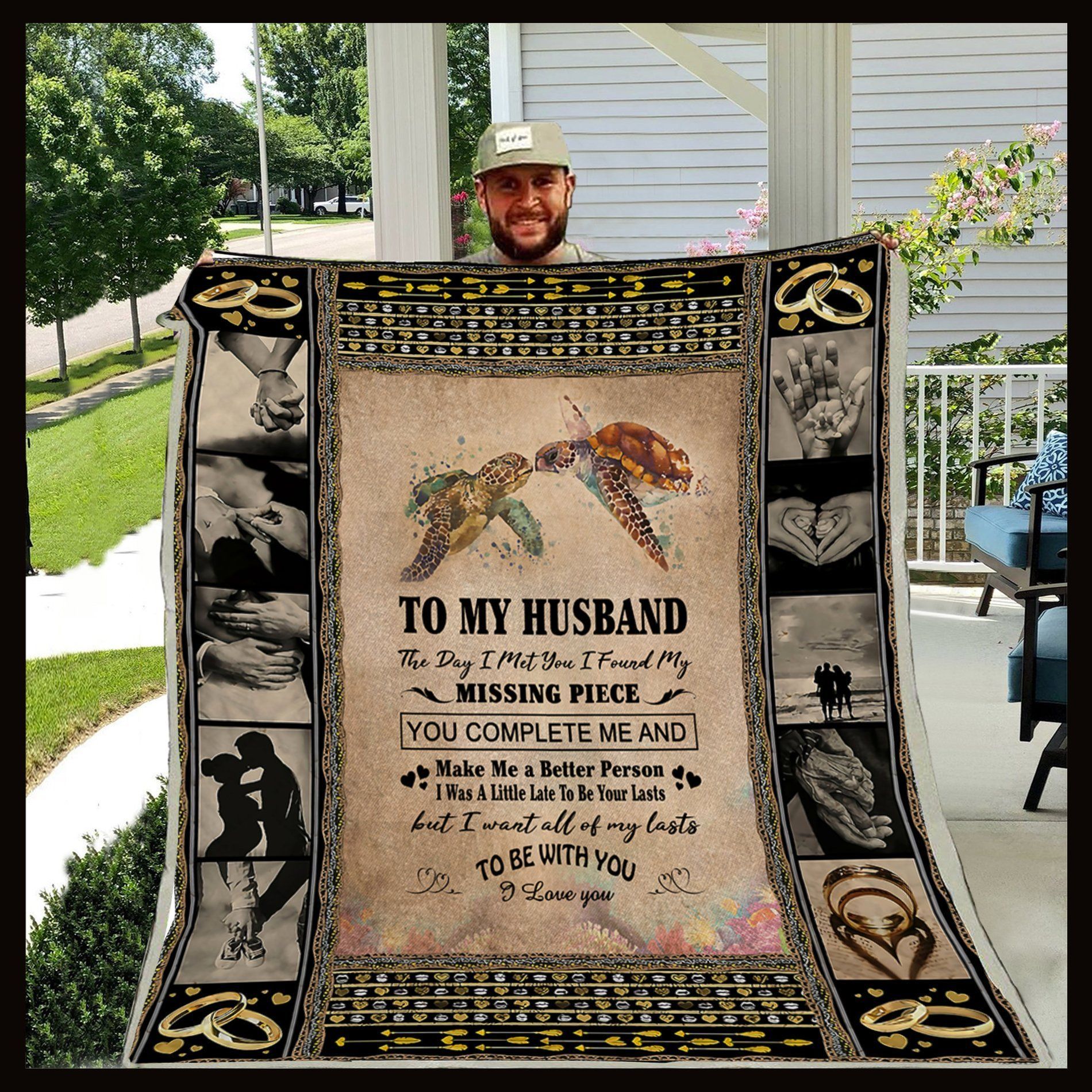Turtle To My Husband Sherpa Fleece Blanket