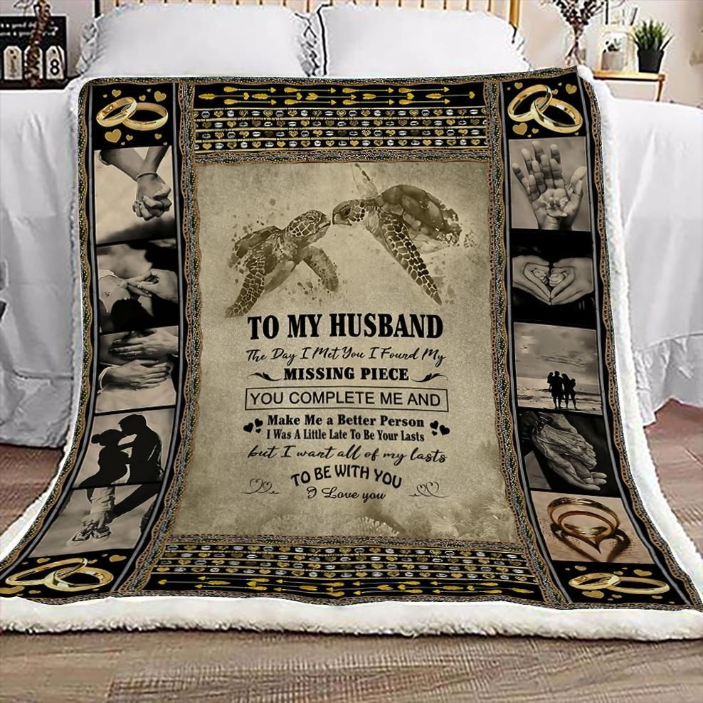 Turtle To My Husband Sherpa Fleece Blanket