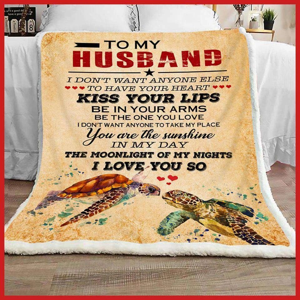 Turtle To My Husband Fleece Blanket