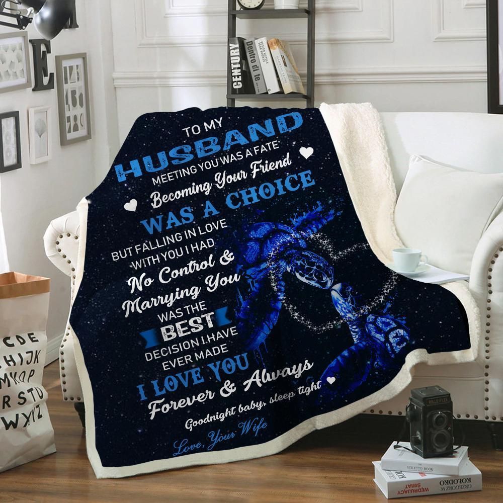 Turtle To My Husband Meeting You Sherpa Fleece Blanket