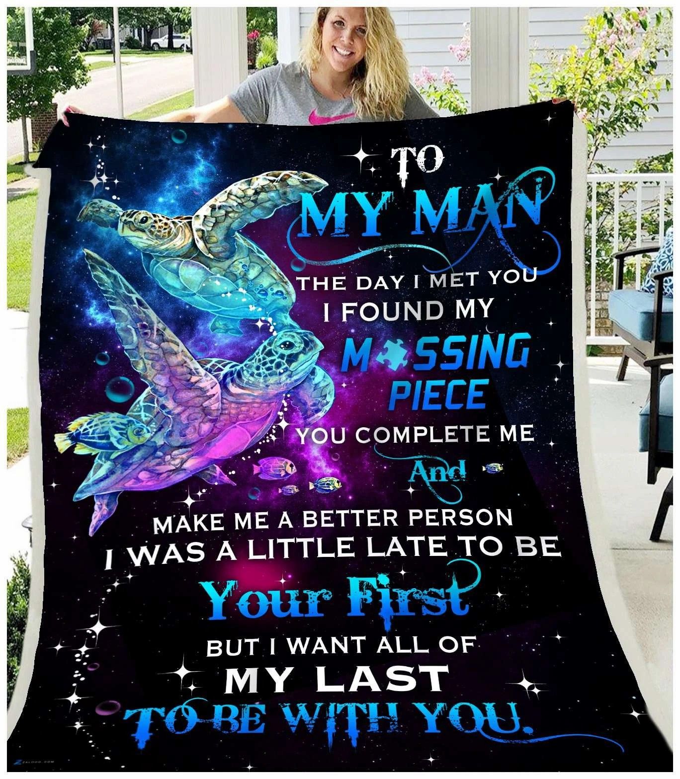 Turtle To My Man Fleece Blanket