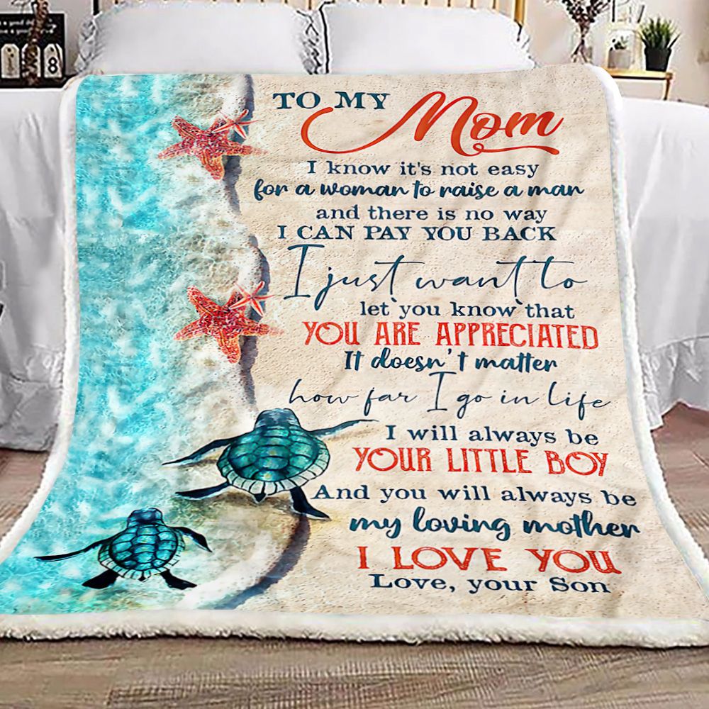 Turtle To My Mom Fleece Blanket