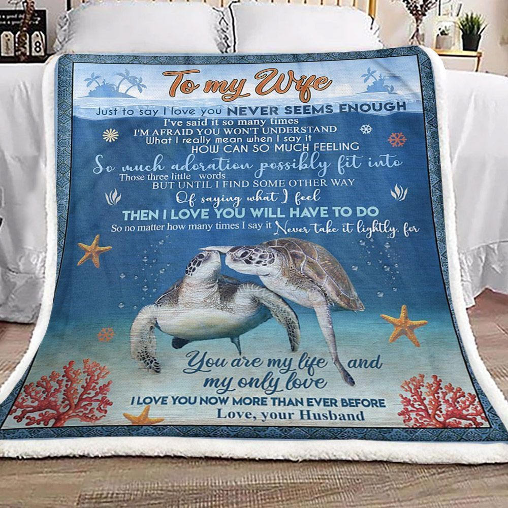 Turtle To My Wife Sherpa Fleece Blanket