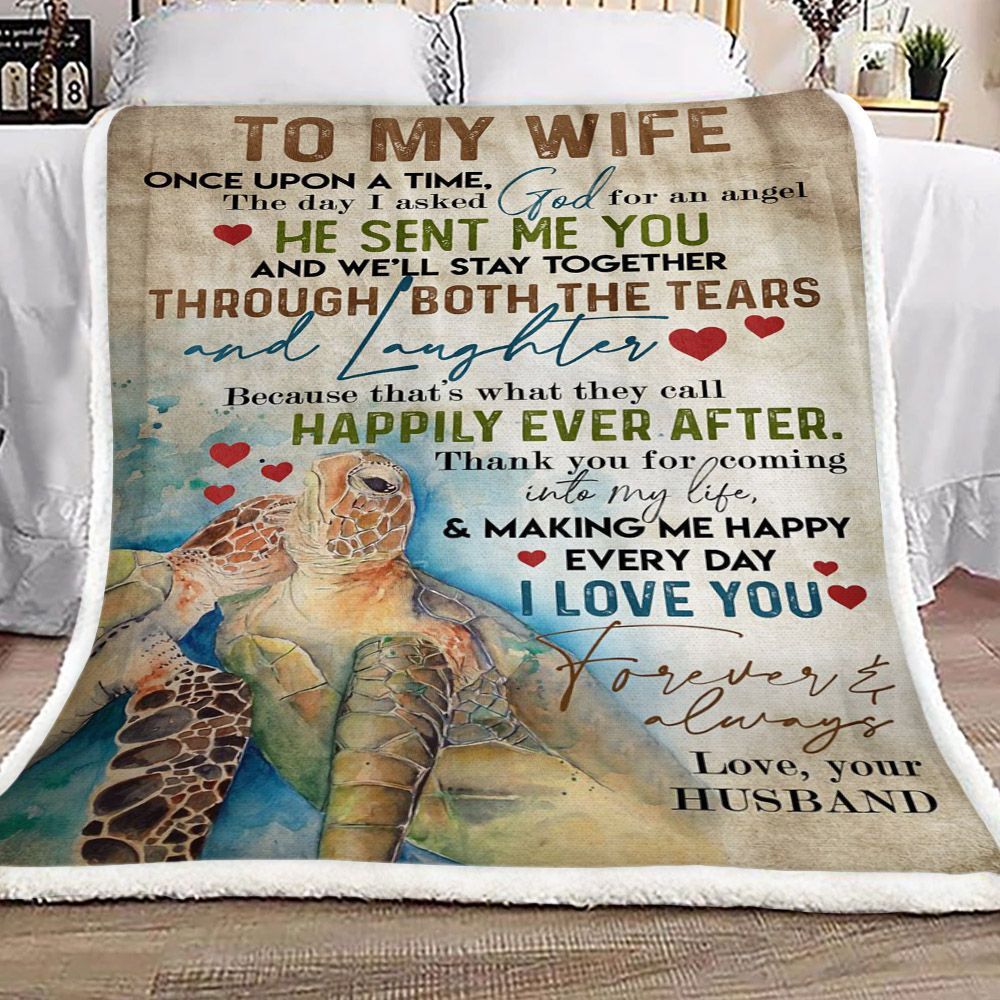 Turtle To My Wife Sherpa Fleece Blanket