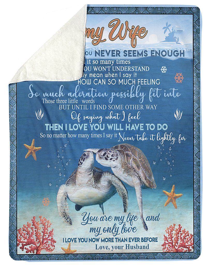 Turtle To My Wife Sherpa Fleece Blanket