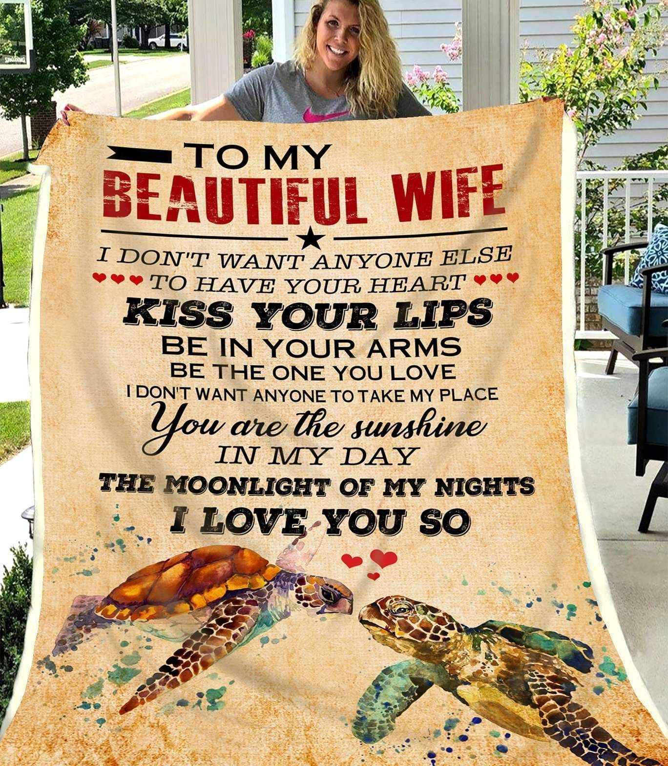 Turtle To My Wife I Love You So Sherpa Fleece Blanket