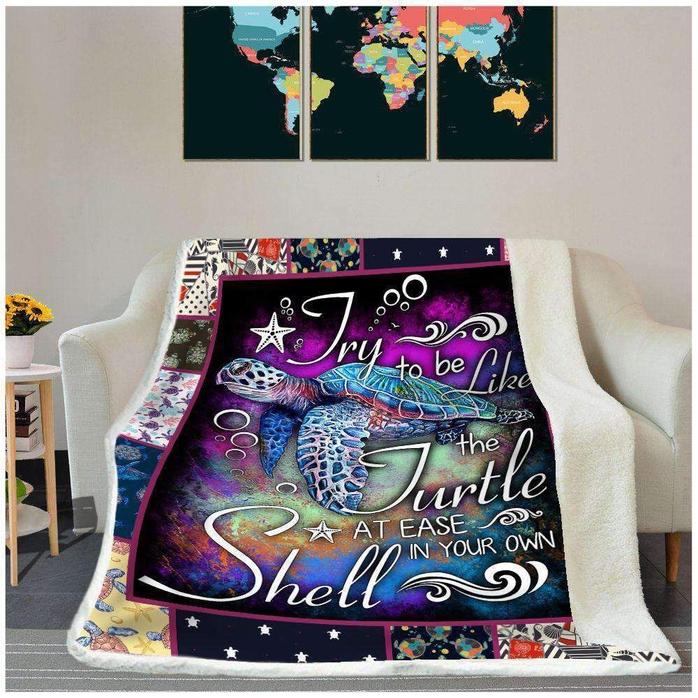 Turtle Try To Be Sherpa Fleece Blanket