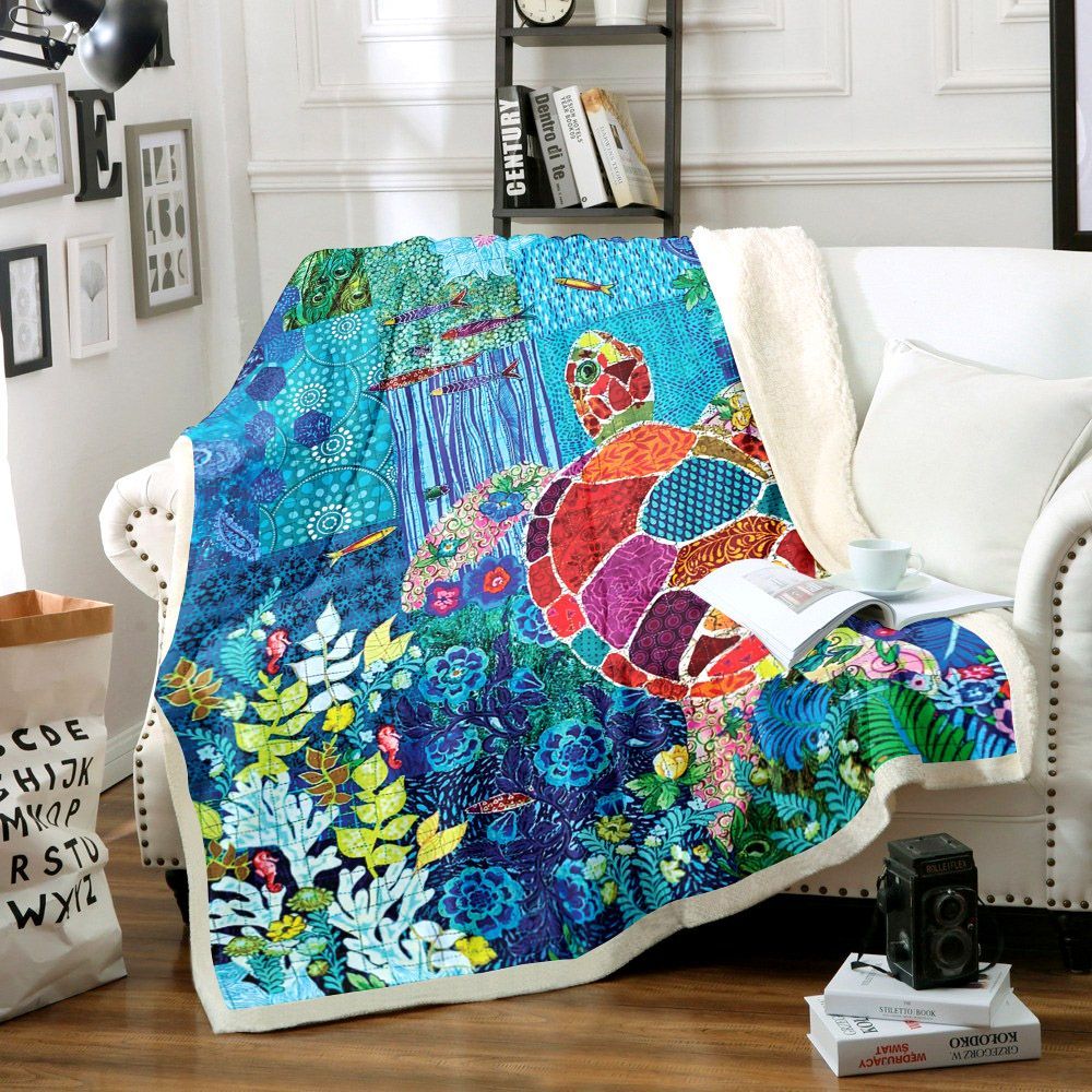 Turtle Sherpa Fleece Blanket