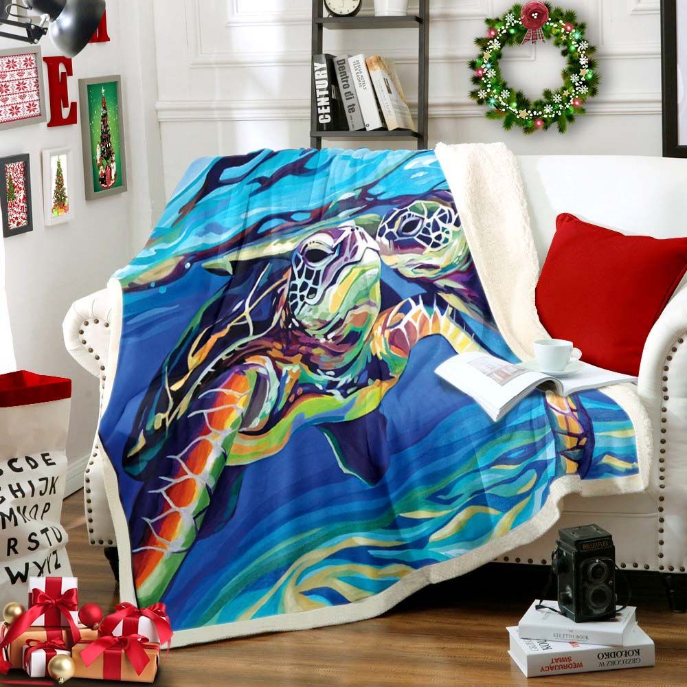 Turtle Sherpa Fleece Blanket