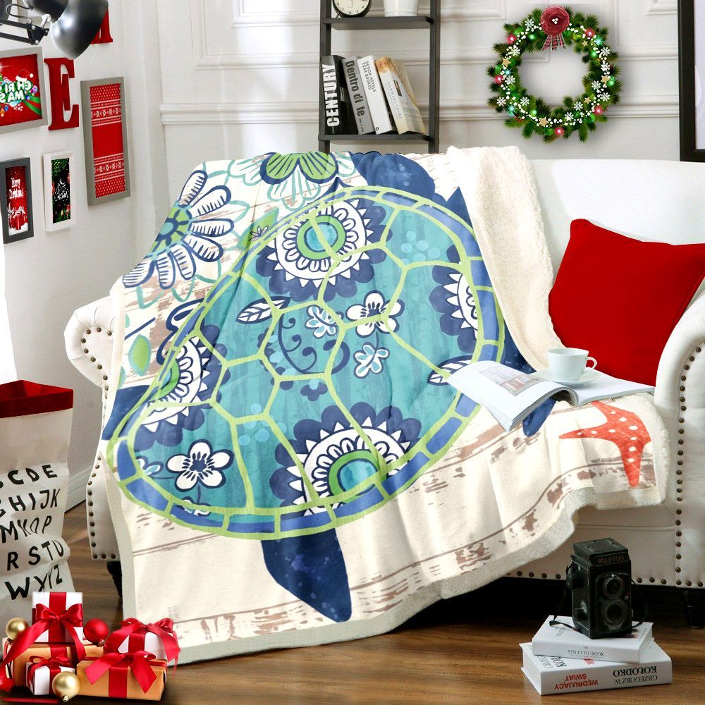 Turtle Sherpa Fleece Blanket
