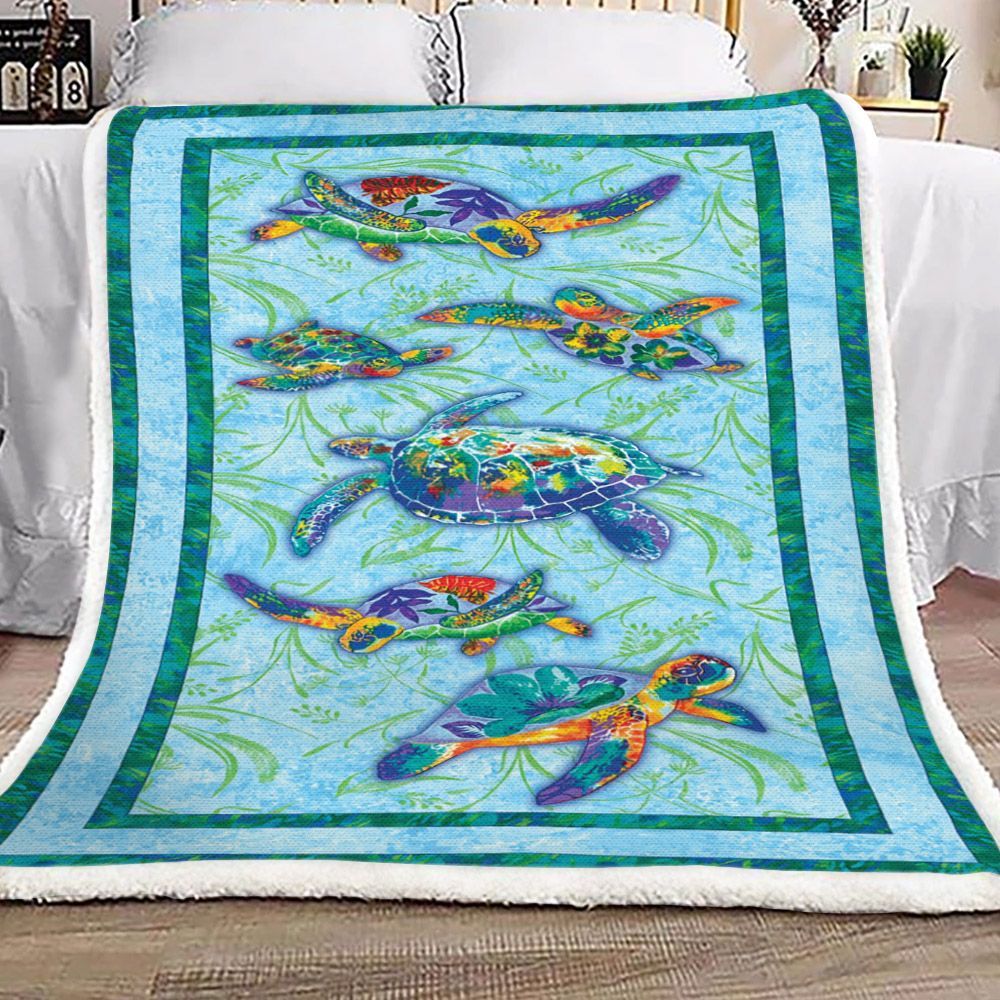 Turtle Sherpa Fleece Blanket
