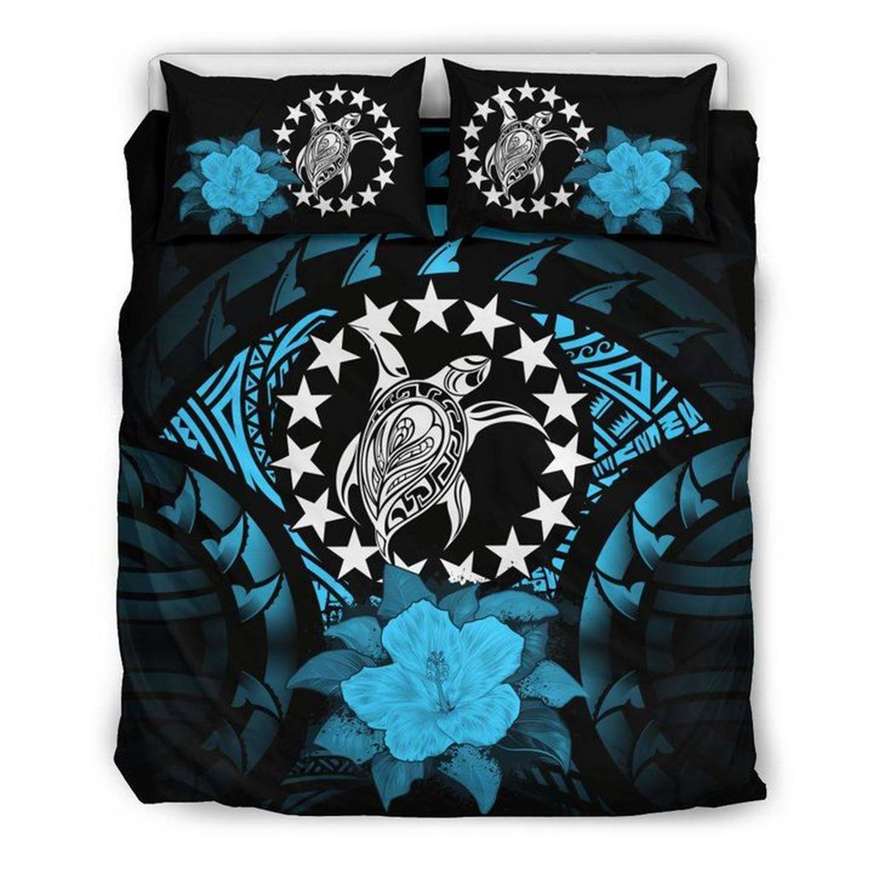 Turtle Turquoise Hibiscus Bedding Set