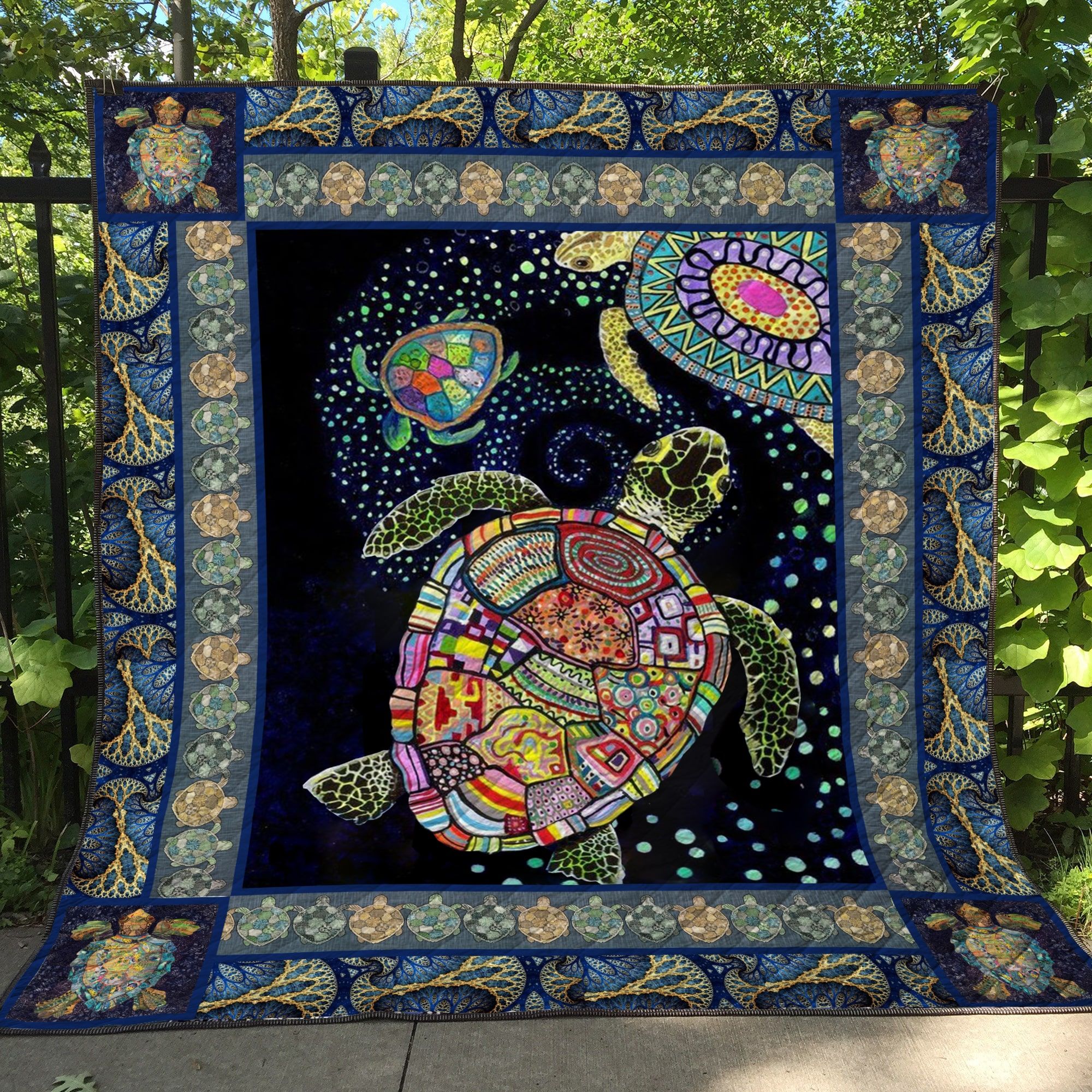 Turtle Turtle Waves Quilt Blanket Dhc04011835Dd
