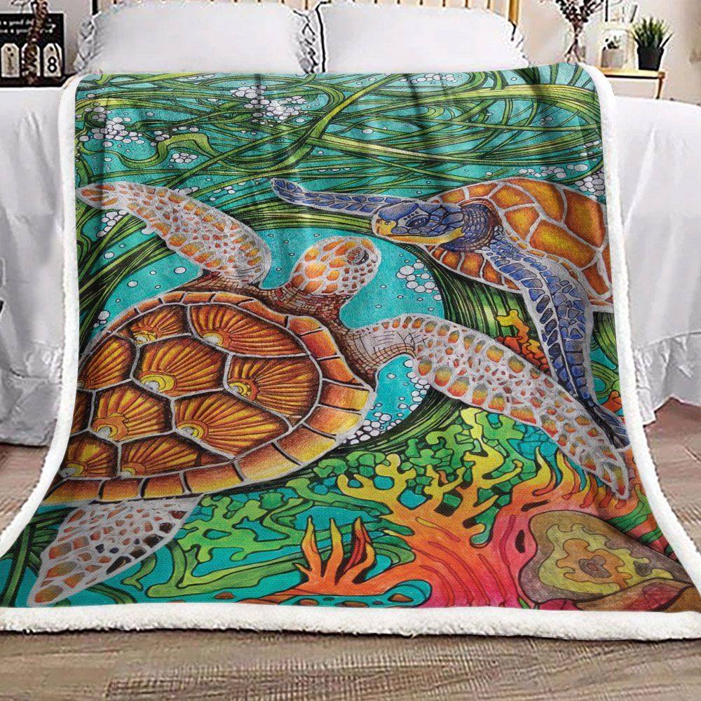 Turtle Sherpa Fleece Blanket