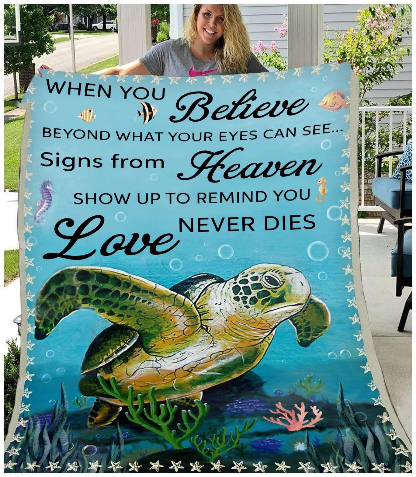 Turtle When You Believe Sherpa Fleece Blanket