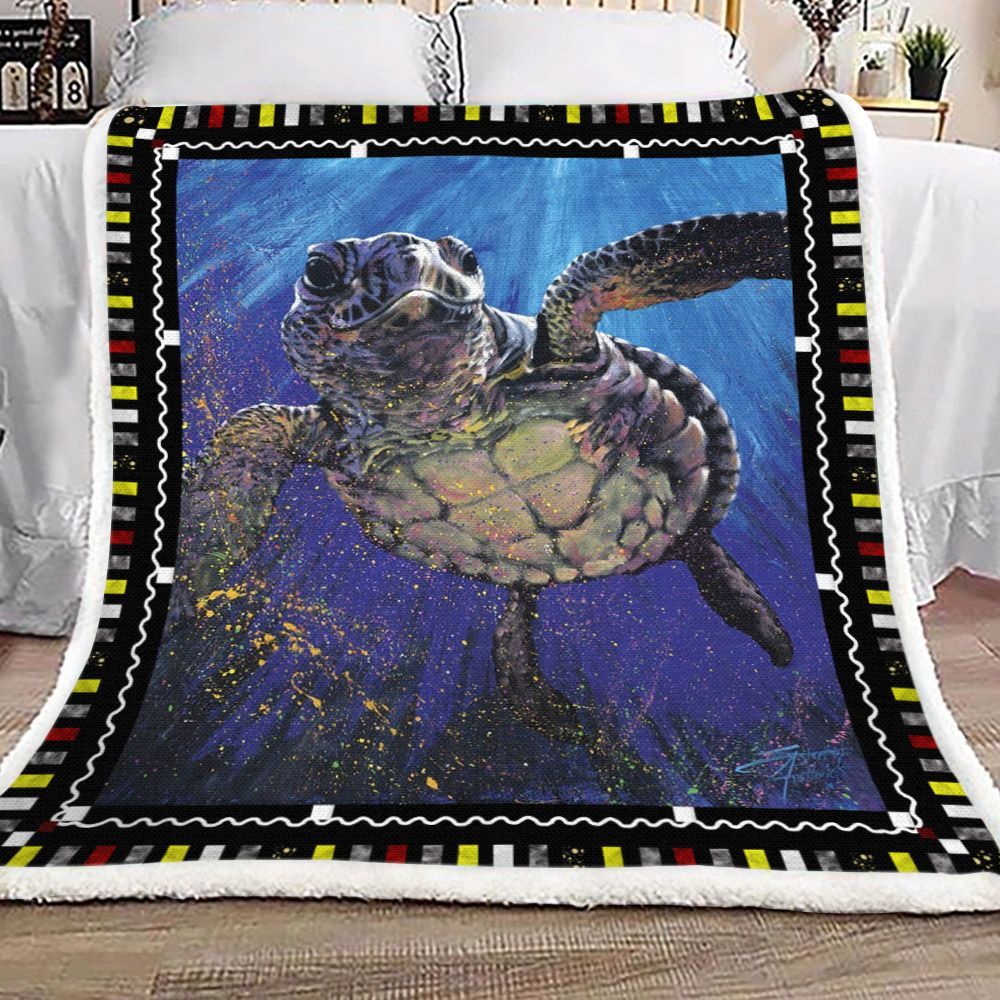 Turtle Sherpa Fleece Blanket