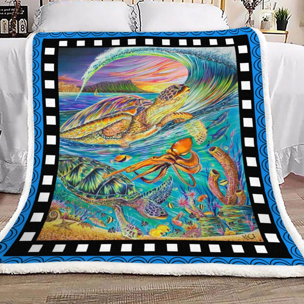 Turtle Sherpa Fleece Blanket