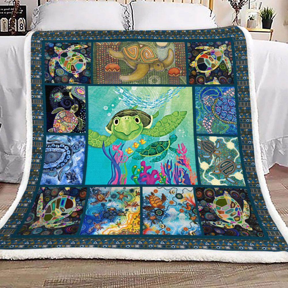 Turtle Sherpa Fleece Blanket