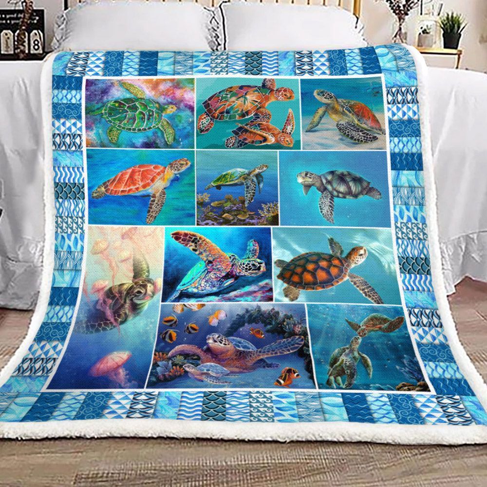 Turtle Sherpa Fleece Blanket