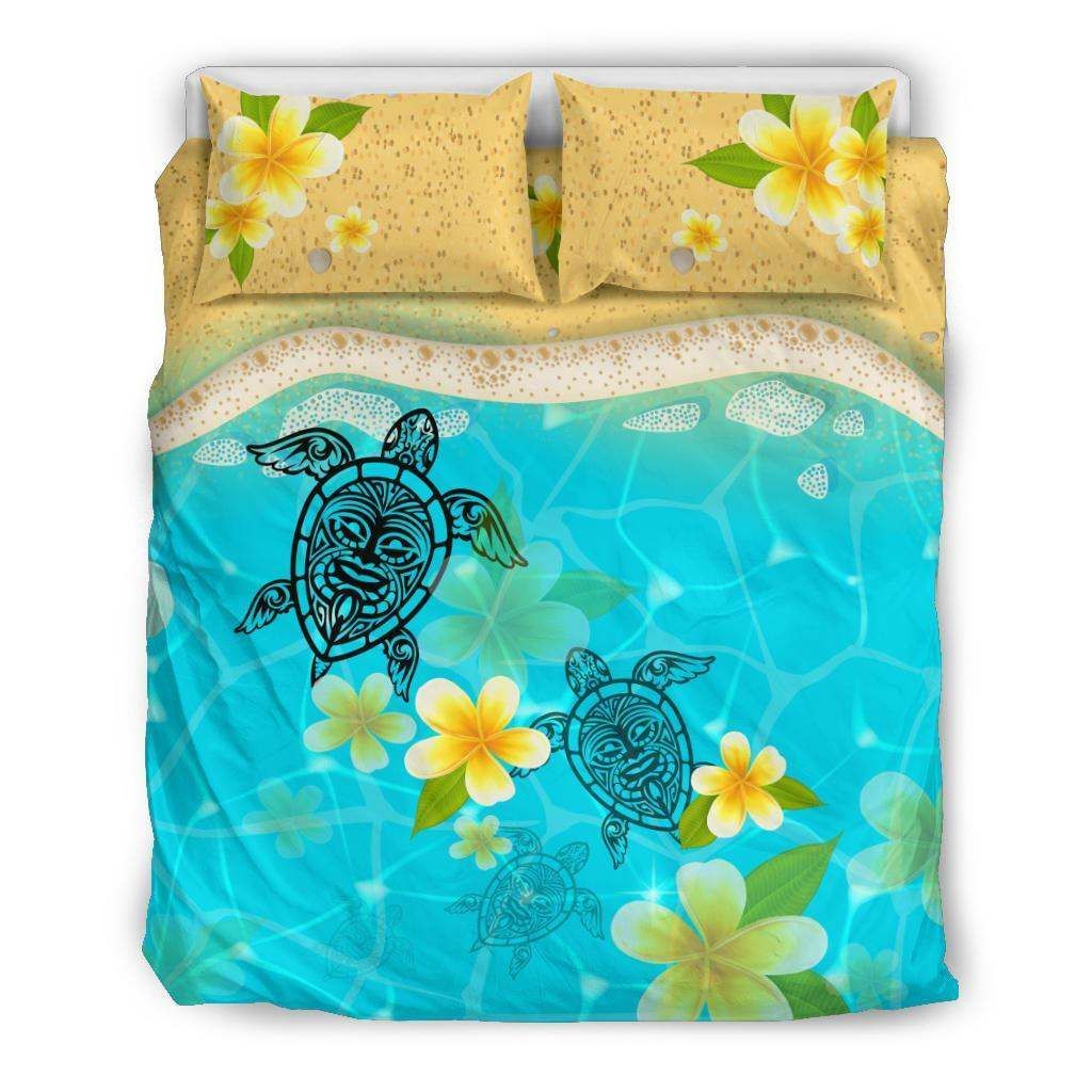Turtles And Plumeria On Beach Bedding Set
