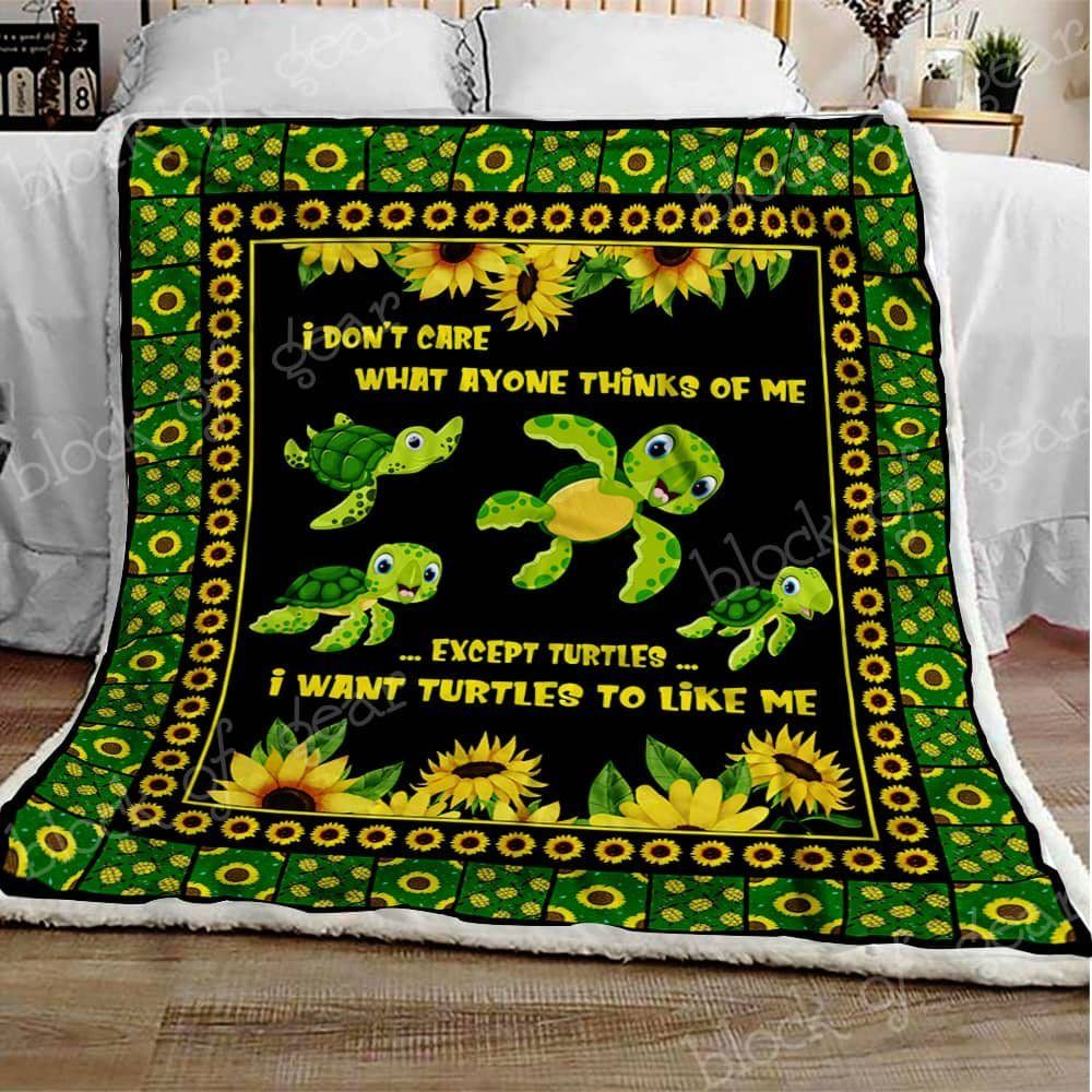 Turtles And Sunflowers Sherpa Fleece Blanket