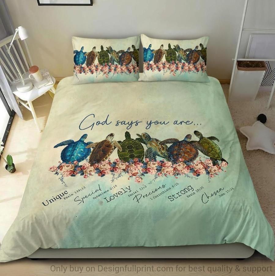 Turtles God Said You Are Beautiful Printed Bedding Set