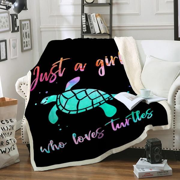 Turtles Just A Girl Sherpa Fleece Blanket
