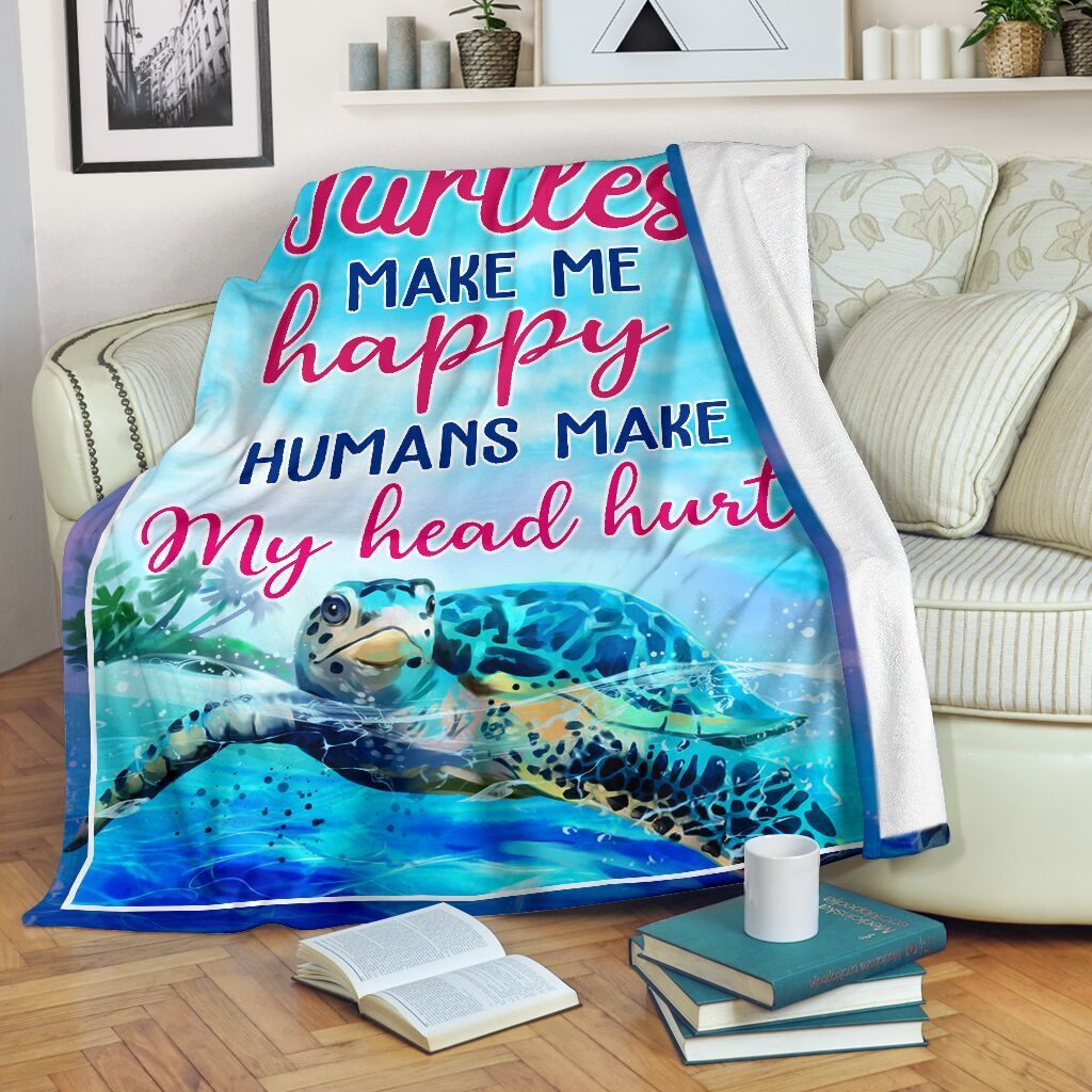 Turtles Make Me Happy Sherpa Fleece Blanket