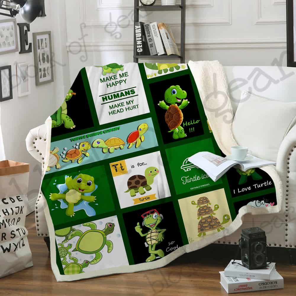 Turtles Make Me Happy Fleece Blanket