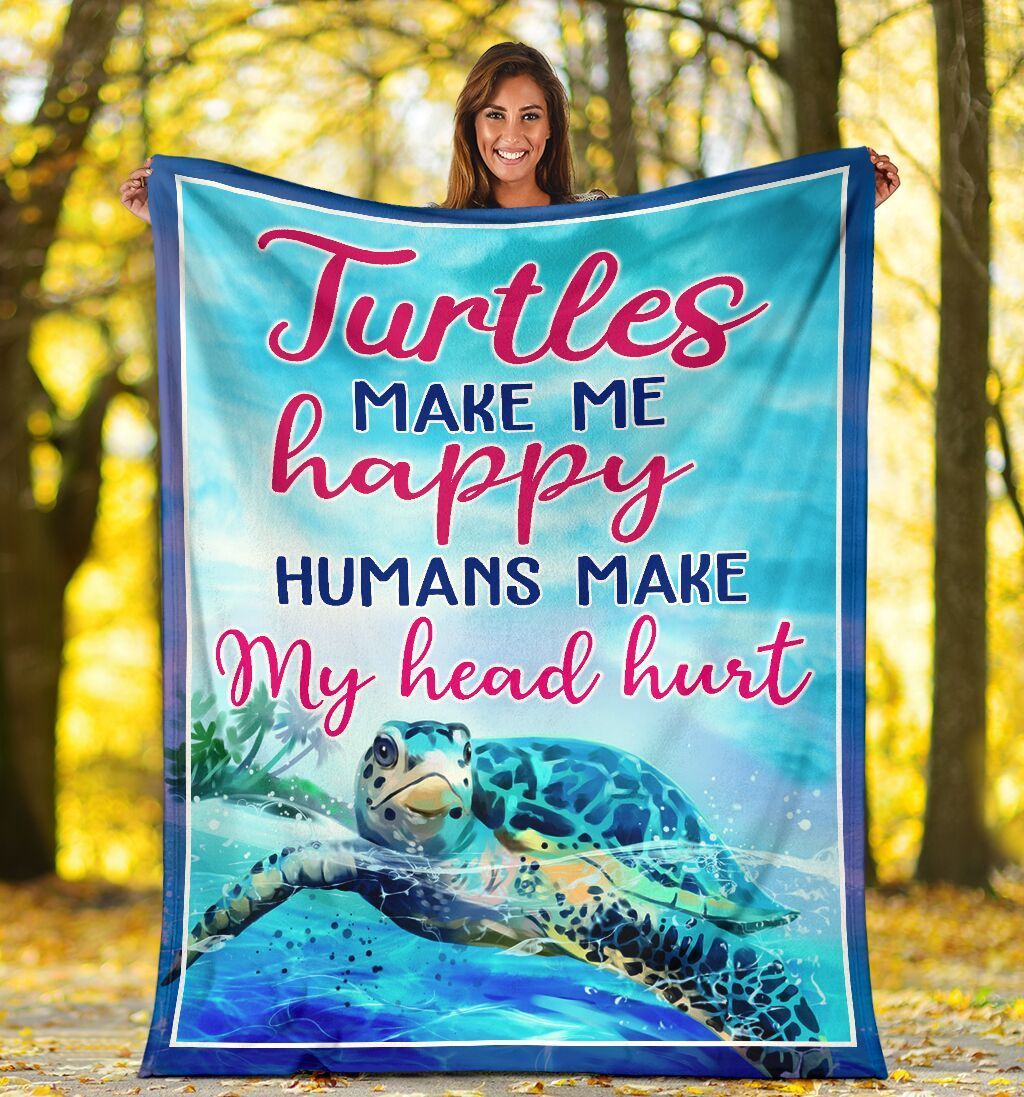Turtles Make Me Happy Sherpa Fleece Blanket