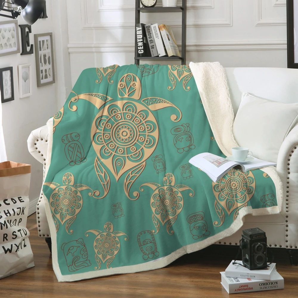 Turtles Mandala Sherpa Fleece Blanket