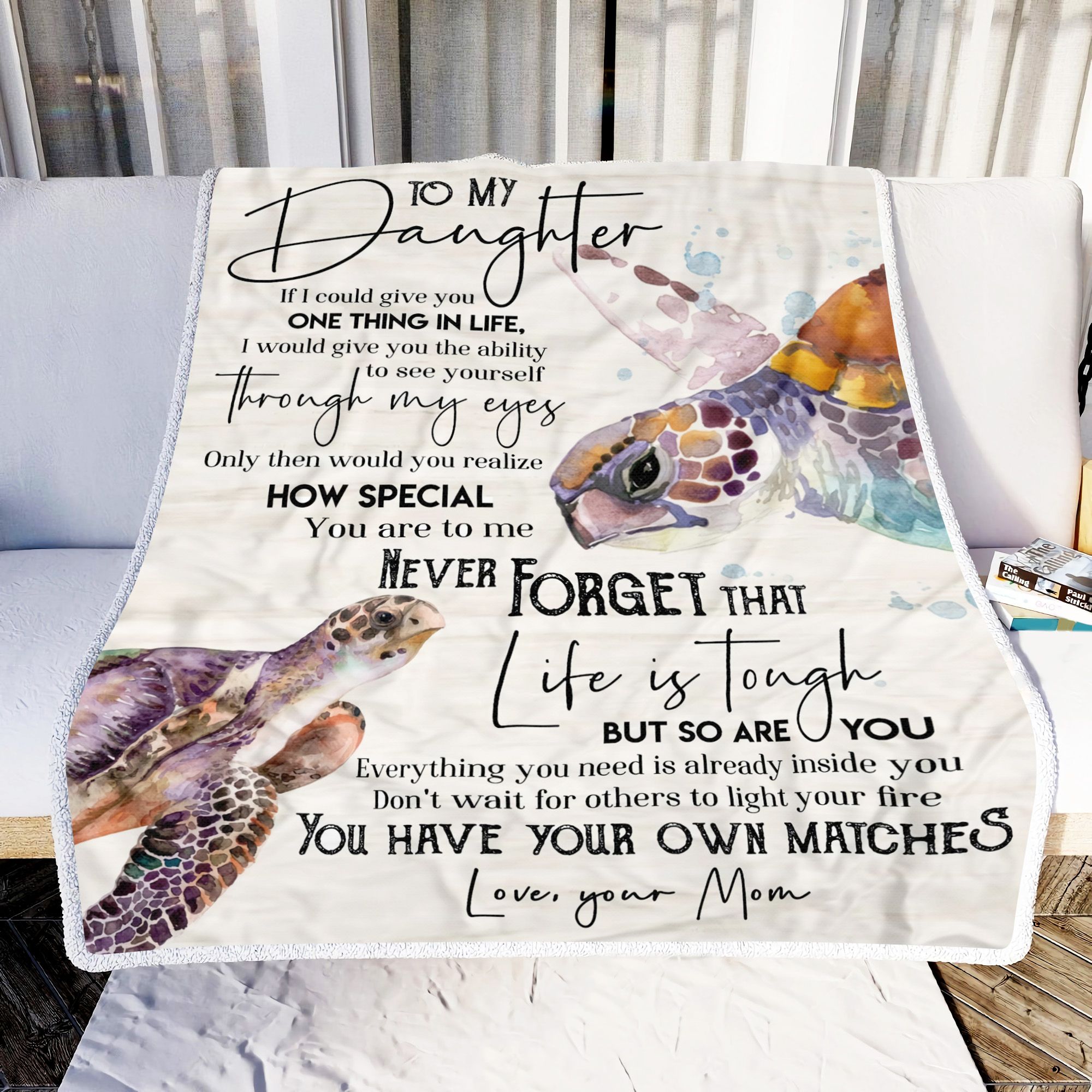 Turtles Mom To My Daughter Fleece Blanket