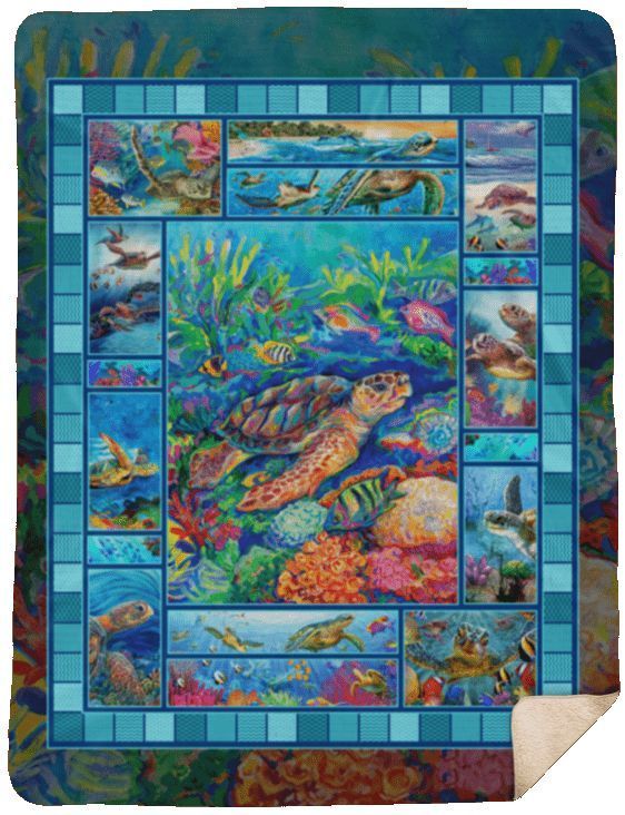 Turtles Ocean Sherpa Fleece Blanket