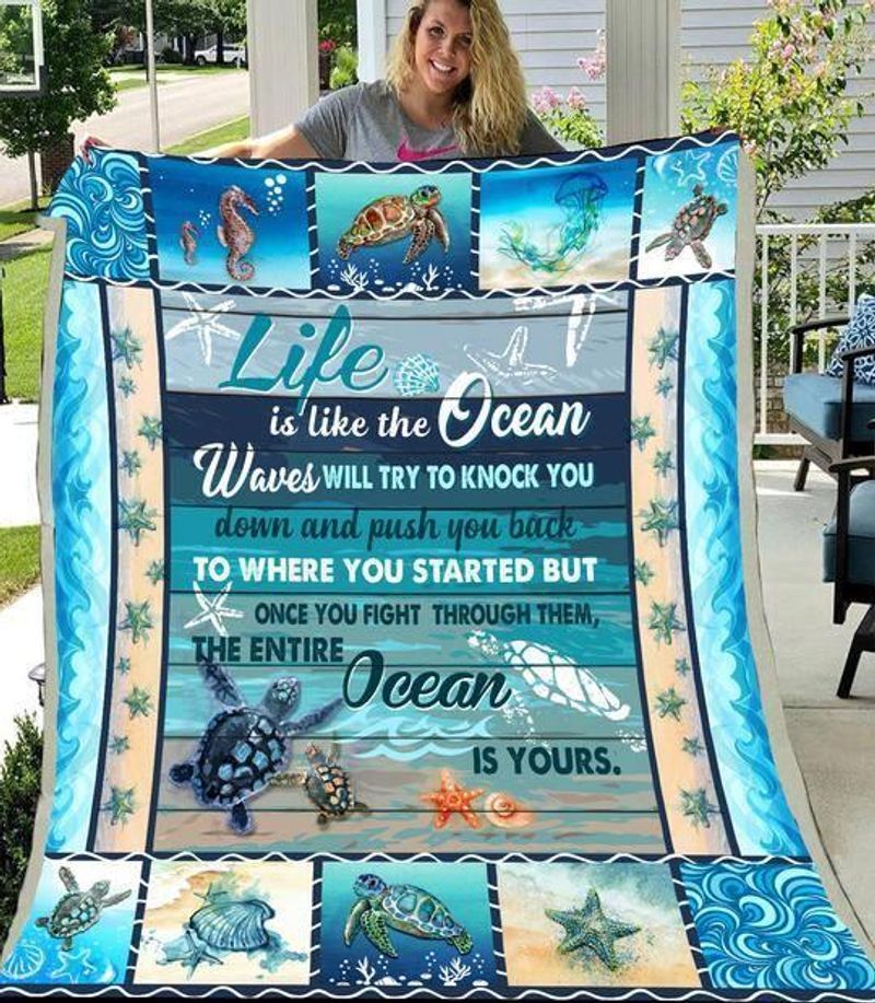Turtles Ocean Life Sherpa Fleece Blanket