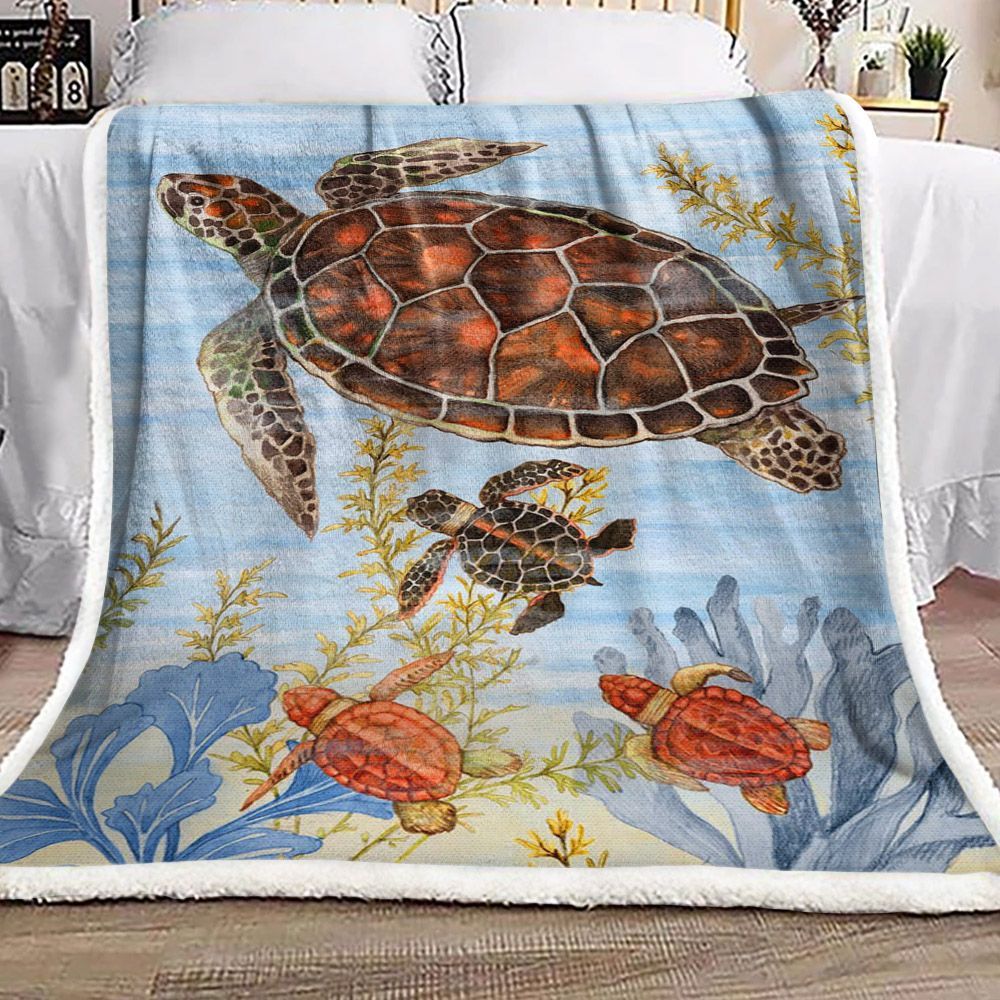 Turtles Sea Sherpa Fleece Blanket
