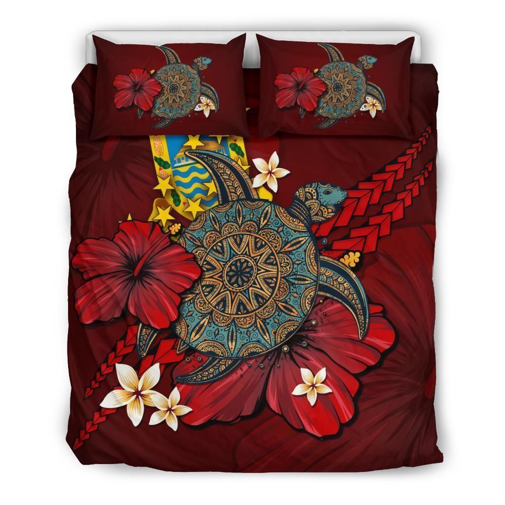Tuvalu Red Turtle Tribal Bedding Set