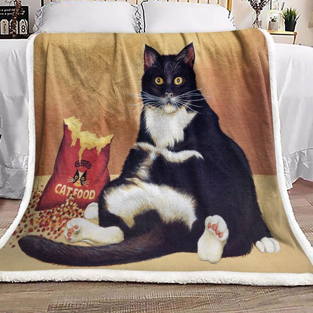 Tuxedo Cat Sherpa Fleece Blanket