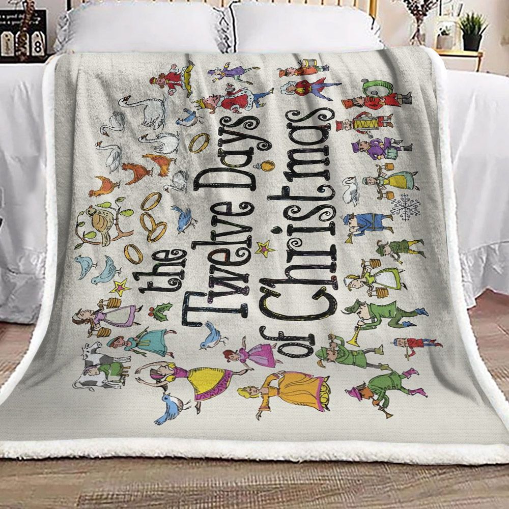 Twelve Days Of Christmas Sherpa Fleece Blanket