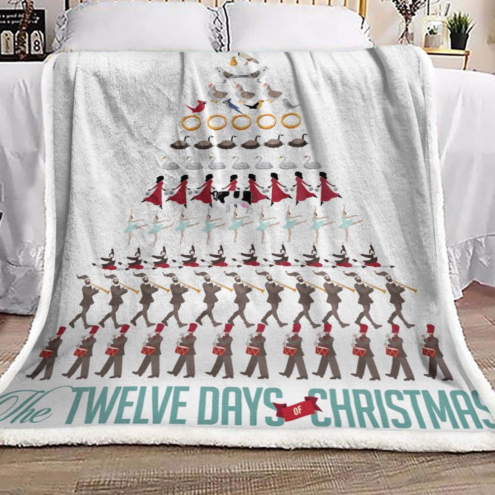 Twelve Days Of Christmas Sherpa Fleece Blanket