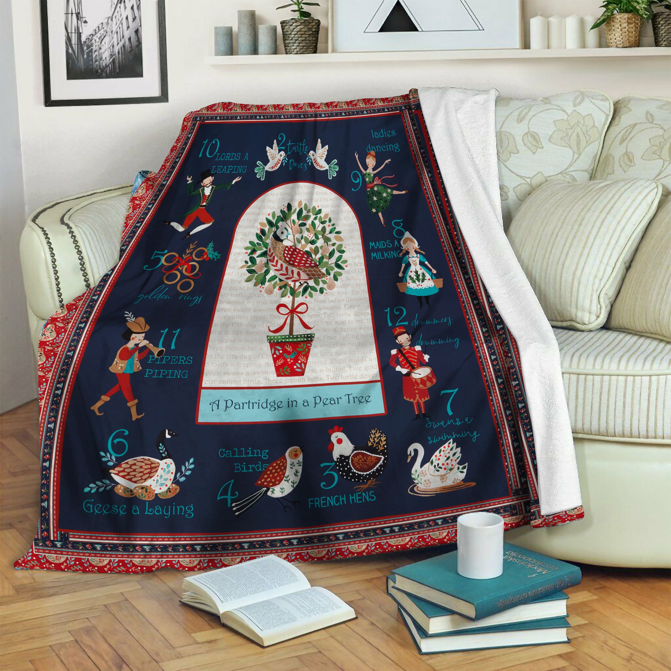 Twelve Days Of Christmas Fleece Blanket