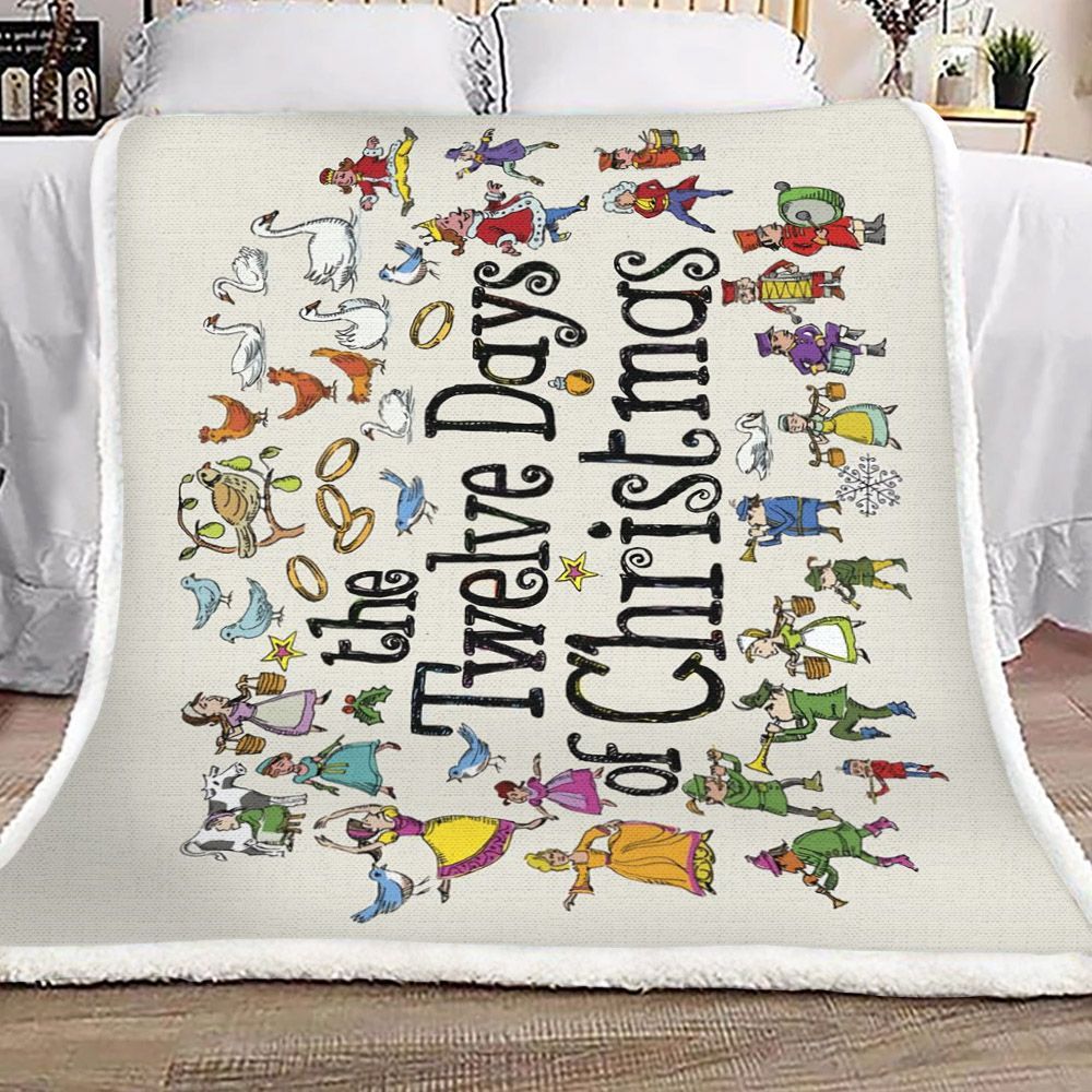 Twelve Days Of Christmas Sherpa Fleece Blanket